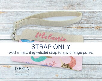 ADD-ON Wristlet Strap Only for Girl's Change Purse - add to any existing order for girl's change purse - Beige Strap with Nickel Hardware