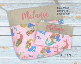 Personalized Girls Purse and Wallet Set, Whimsical Designs, Monogrammed Crossbody Bag