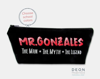 Personalized Teacher Pencil Pouch, Custom Zipper Bag