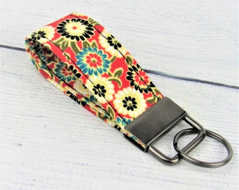 Keyfob wristlet key fob Country Flowers Shipping includedReady to Ship