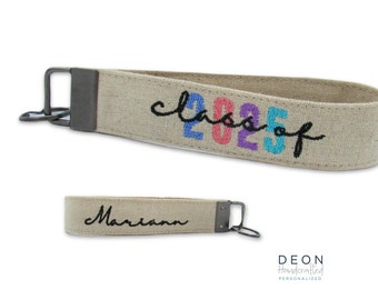 Personalized Class of 2027 Canvas Key Fob, Senior Graduation Gift