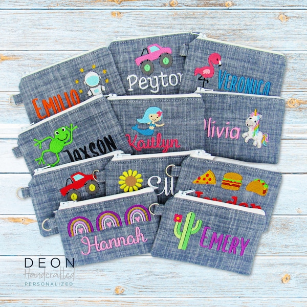 Personalized Kids Wallet, Kids Coin Pouch, Kids Wristlet, Party Favors, Money Pouch, Monogrammed Gift for Kids, Stocking Stuffer