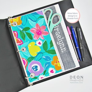 Personalized Pencil Pouch, 3 Ring Binder Pouch, Kids Pencil Case, Flat Zipper Pouch, Art Supply Bag, Waterproof Lining, Back to School