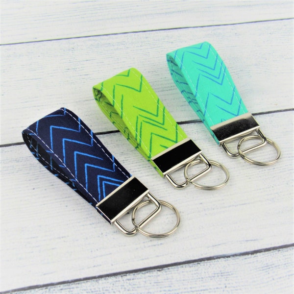 READY TO SHIP Mini Key Fob, Keychain Fob, Finger Fob, Key Holder, Friend Gift, Backpack Tag Pull, Aqua, Navy, Lime Green Mini Key Fob