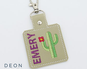 Cactus Bag Tag, Personalized Kids Key Fob, Keychain, Zipper Pull, Back to School