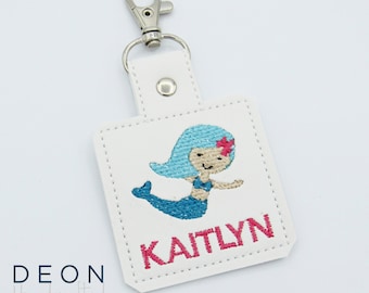 Mermaid Bag Tag, Personalized Kids Key Fob, Keychain, Zipper Pull, Back to School