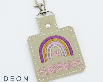 Rainbow Bag Tag, Personalized Kids Key Fob, Keychain, Zipper Pull, Back to School