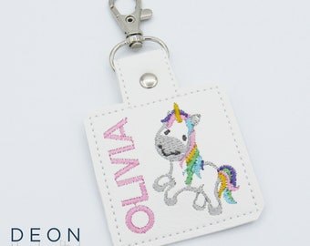 Unicorn Bag Tag, Personalized Kids Key Fob, Keychain, Zipper Pull, Back to School