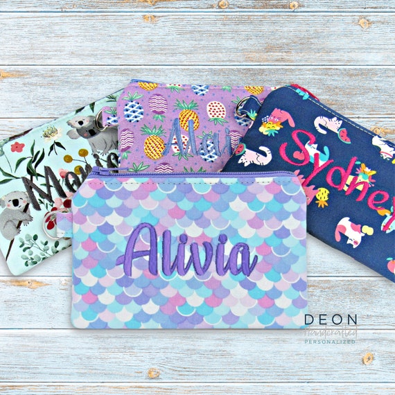 Personalized Kids Coin Pouch, Embroidered Name, Party Favor Gift