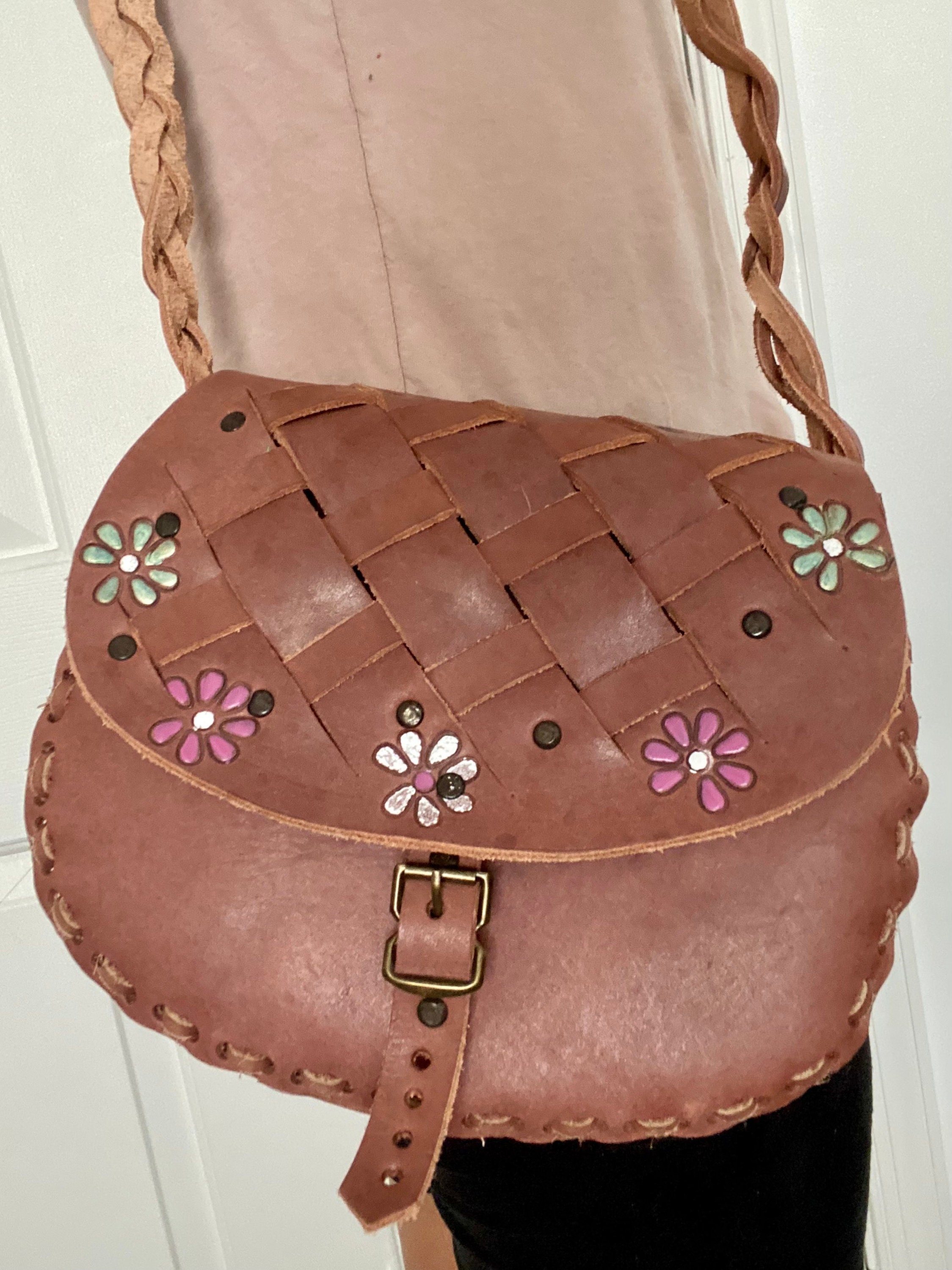 Crossbody Daily Leather/ Handmade Leather Bag Brown Hard Etsy