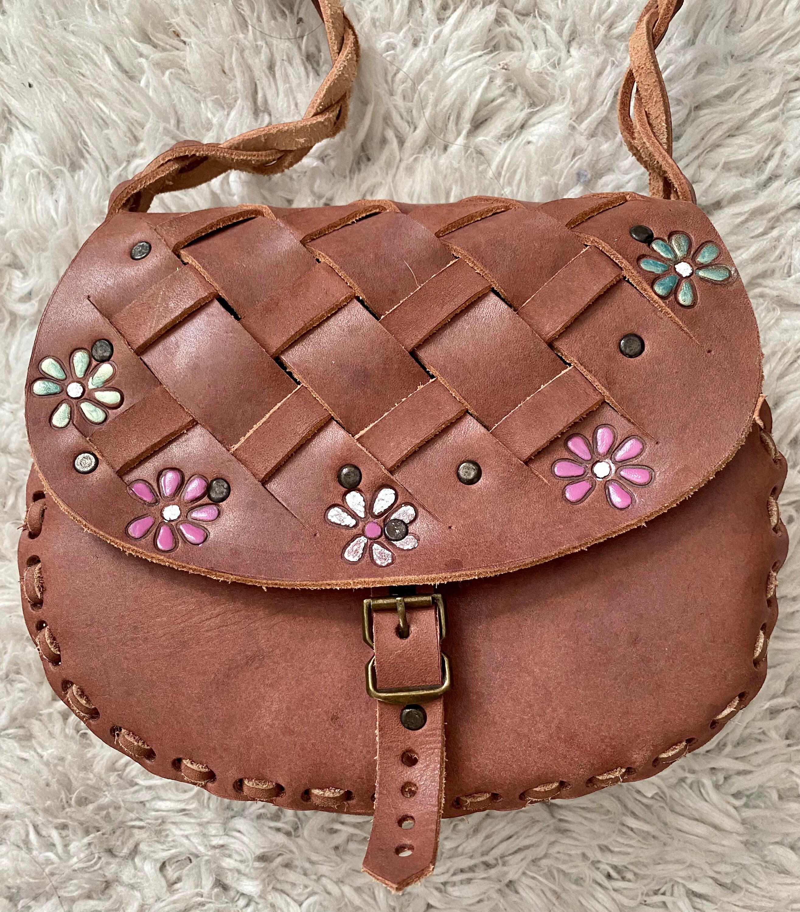Crossbody Daily Leather/ Handmade Leather Bag Brown Hard Etsy