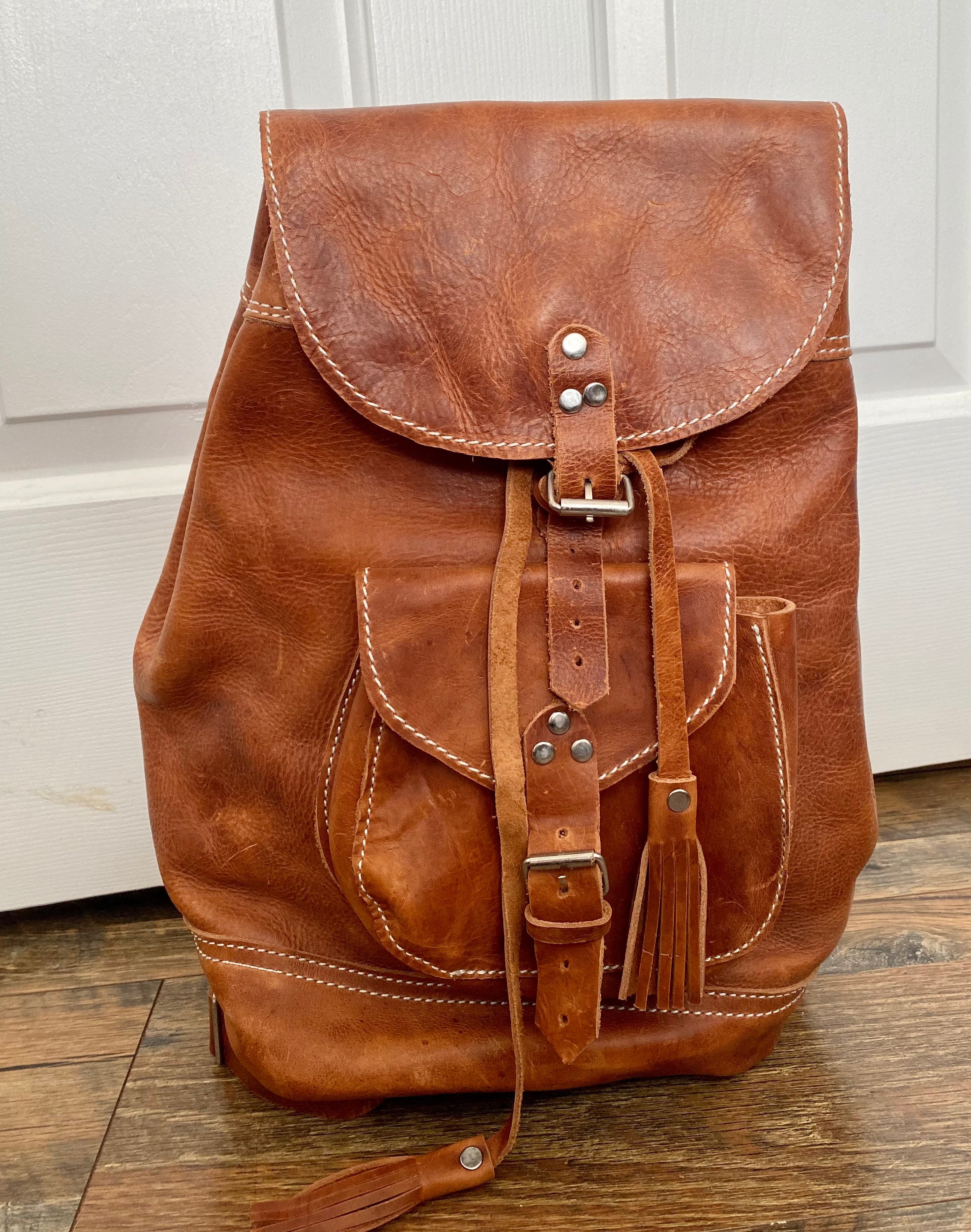 Handmade Brown Leather Backpack: Guatemalan Artisan Design 