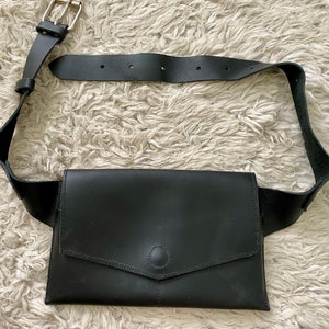 Handwerkliche Leder Umschlag Bauchtasche, schwarze Leder Gürteltasche, Leder Gürteltasche, handgefertigte Gürteltasche/ Umschlag Bauchtasche