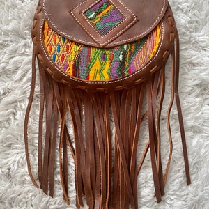 handmade leather crossbody bag, boho style with fringes/ fringes leather bag/ handmade leather crossbody with fringes