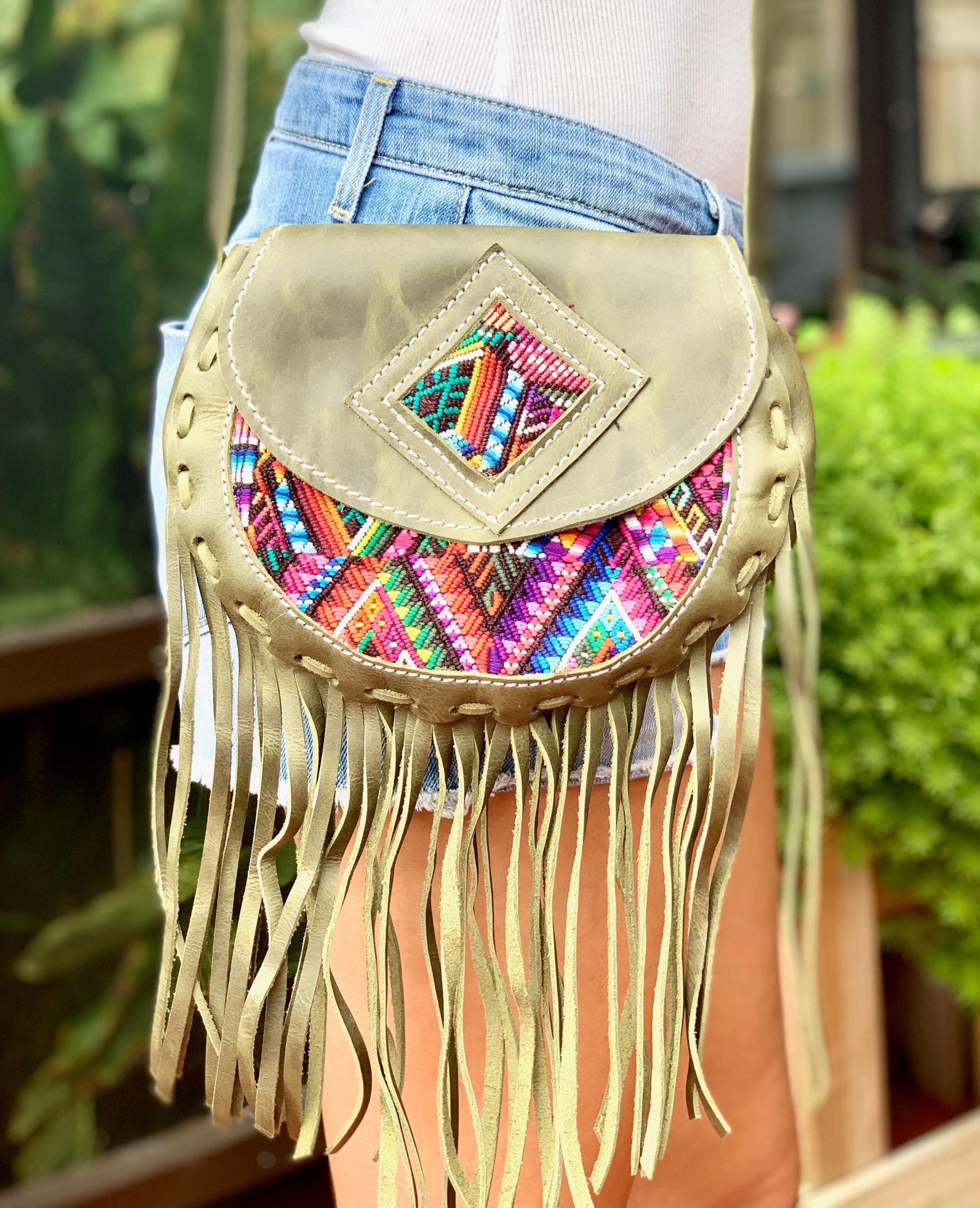 French Tote - with Boho Fringe, Braided Handle Chocolate