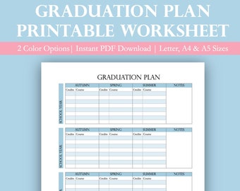 Printable Graduation Planner | College Graduation Plan Worksheet | University Planner | Graduation Worksheet | Planner Page | School Page