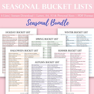 Seasonal Bucket List Printable Bundle Holiday Planner Winter Spring Summer Fall Halloween Holiday Family Christmas List image 1