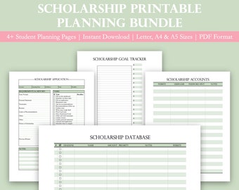 college student planner pdf Scholarship Printable Bundle | Student Financial Planner | Application Worksheet | Money Goal Planner | Budget Planner | Student Planner
