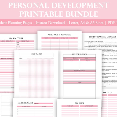 Goal List Printable Bundle Digital Goal Lists Goal Setting | Etsy