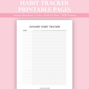 Monthly Habit Tracker Printable Digital Habit Tracker Printable Planner Pages Digital Planner A5 Planner Inserts Instant Download image 1