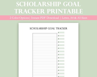 Printable Scholarship Goal Tracker | Scholarship Tracker | Scholarship Planner Page | Scholarship Worksheet | Financial Planner Insert