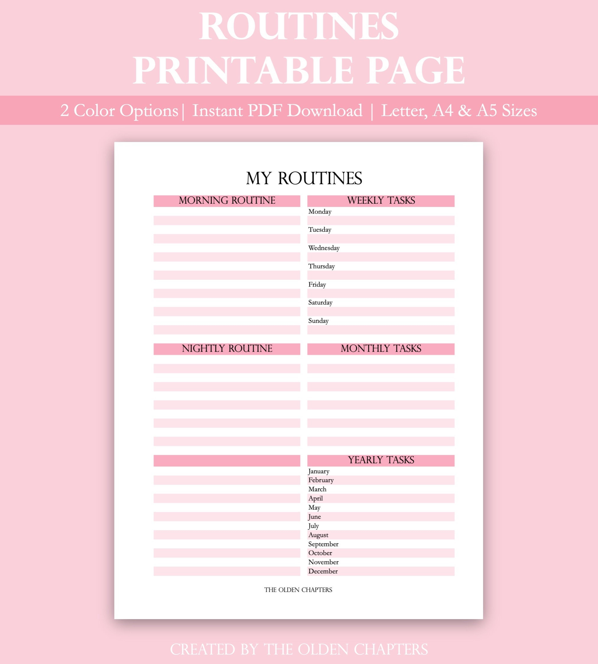 Printable Routines Page | Routines Planner | Planner Insert | Printable ...