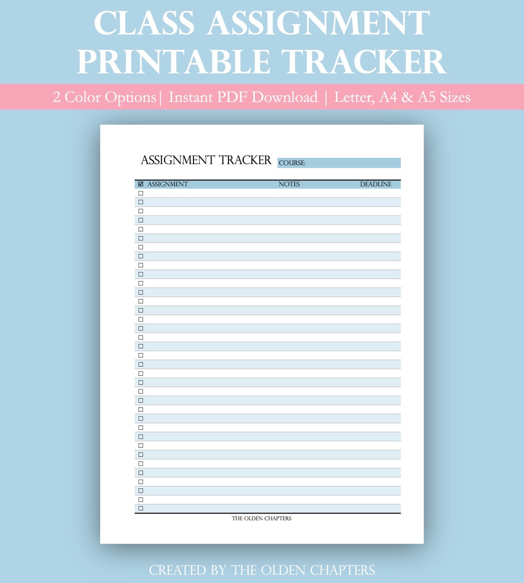 Printable Assignment Tracker | Class Assignment Page | Homework Tracker ...