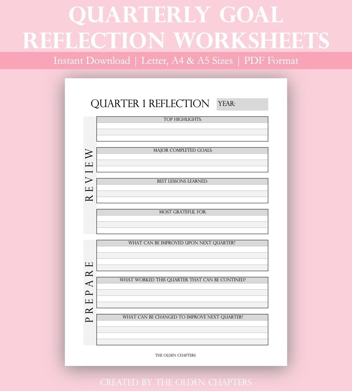 Quarterly Goal Review Printable Worksheets Quarterly Review - Etsy