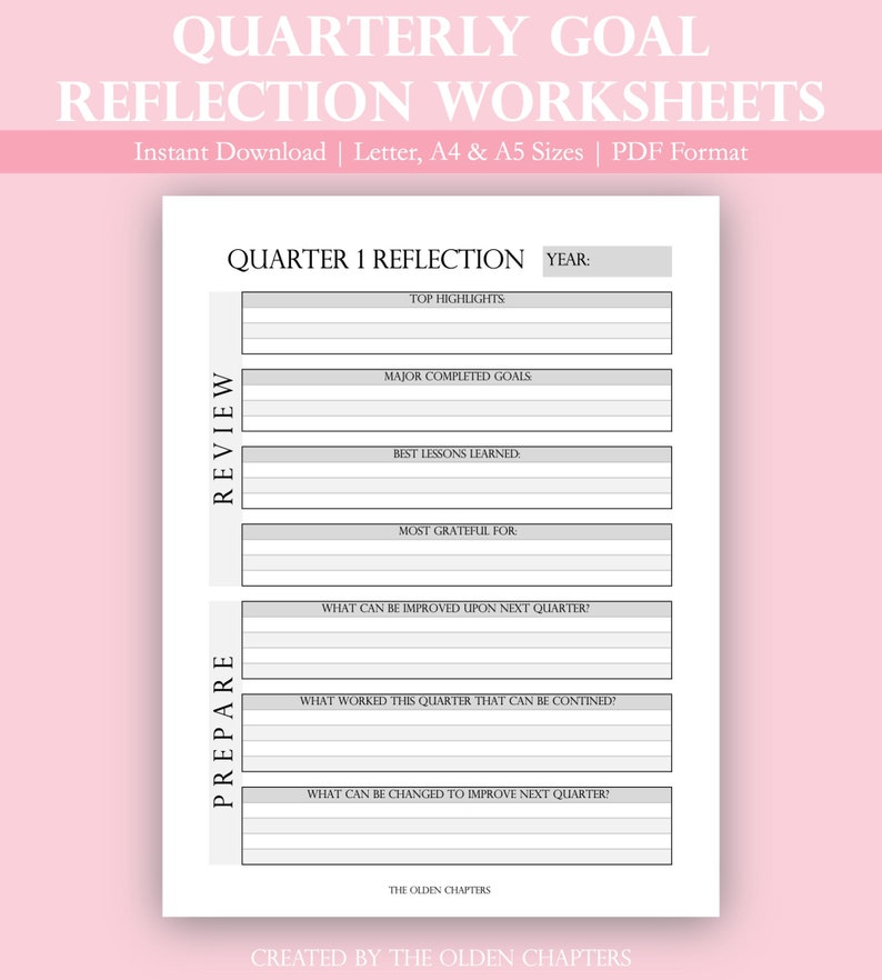 Quarterly Goal Review Printable Worksheets Quarterly Review Printable