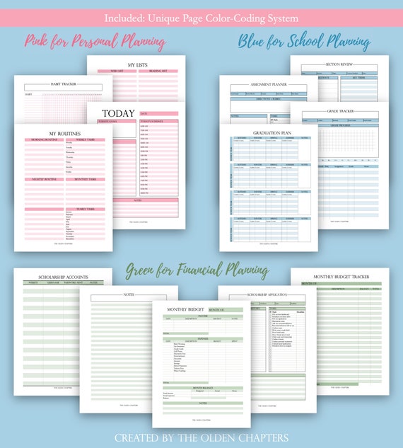 Academic Planner Printable Planner Cover A4 Planner Inserts College ...