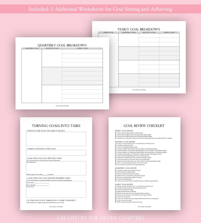 Goal Brainstorming Worksheet Printable Bundle Goal Worksheet | Etsy