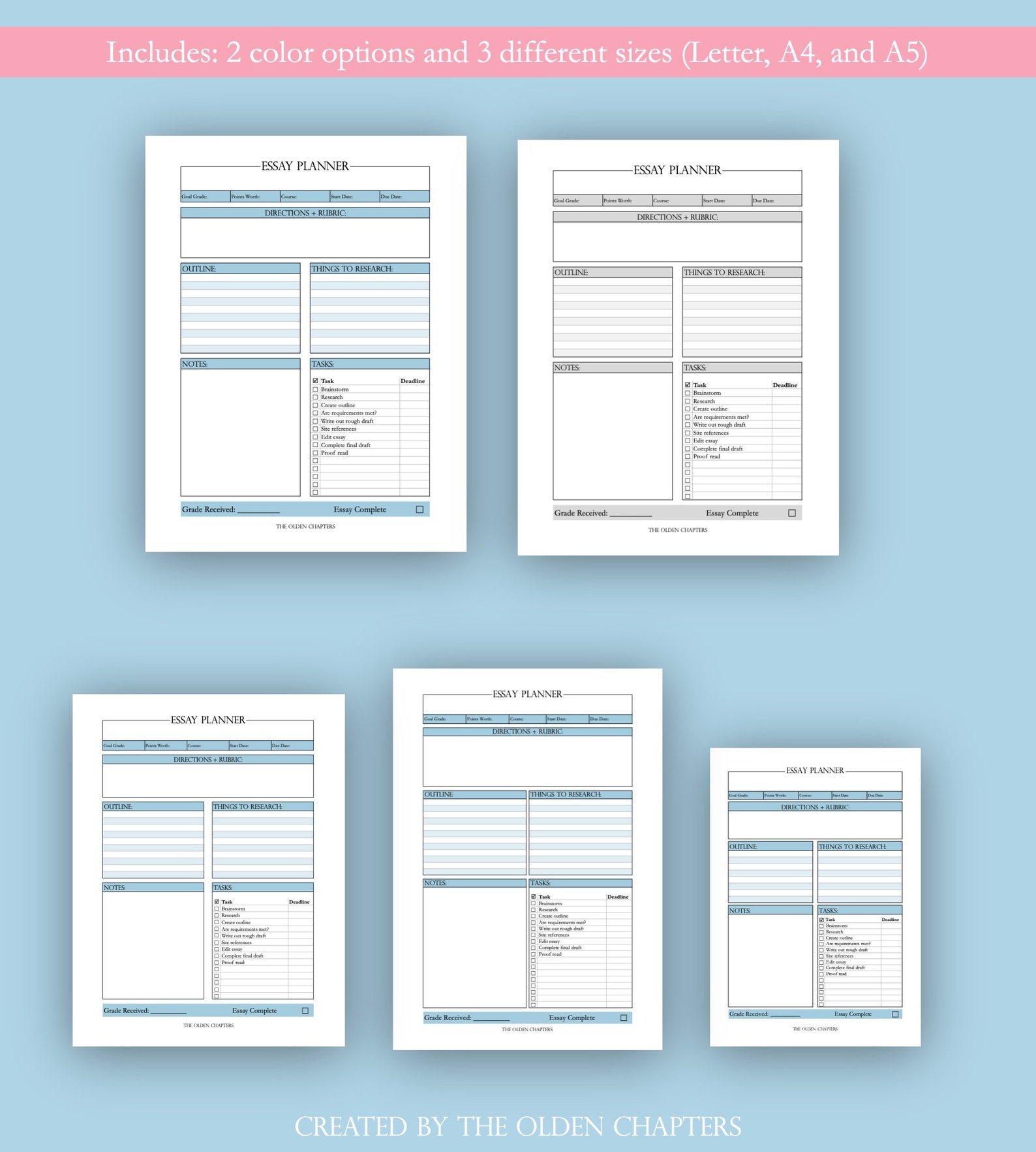 Printable Essay Planner | Essay Organization Worksheet | Class Planner ...