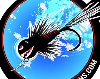 Fly Fishing Psycho Bomber Nymph Sticker Decal 3.5" x 3" UV Coated Vinyl