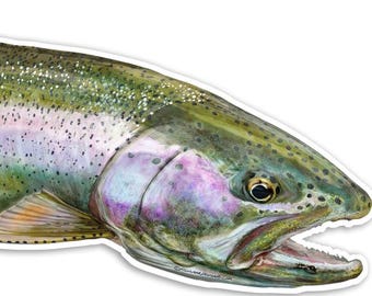 The Wild Rainbow Trout Vinyl Sticker 7.5" x 3.4" UV Coated Inks Diecut