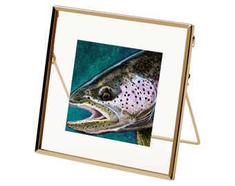 Limited Supply 6.5 x 6.5 Gold Metal Floating Framed Giclee Prints... Rainbow Trout, Brown Trout, Brook Trout and more...