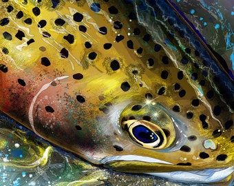 Mountain Streams Rainbow Trout Head Painting Giclee Prints