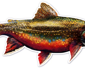 The Spawning Brook Trout Sticker 7.75" x 3.7" UV Coated Inks Diecut