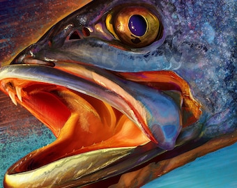 Speckled Sea Trout Head Painting Giclee Prints