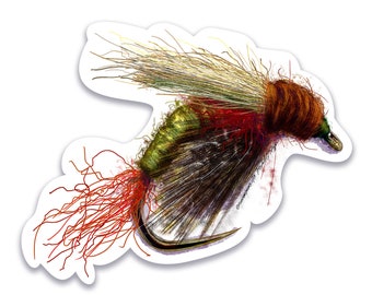 Illustrated UV Coated Sticker Rosenbauer's CDC Rabbits Foot Emerger, Fly Fishing, Fly Tying