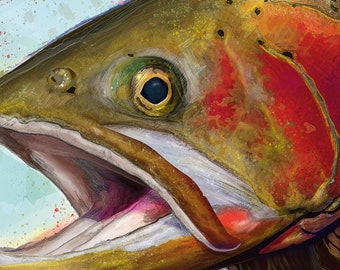 Greenback Cutthroat Trout Head Painting Giclee Prints