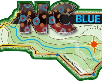 North Carolina NC Blue Line Decal/Sticker 6 x 2.6 Inches (Native Trout Fishing)