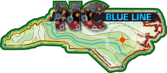 North Carolina NC Blue Line Decal//Sticker 6 x 2.6 Inches Native Trout Fishing