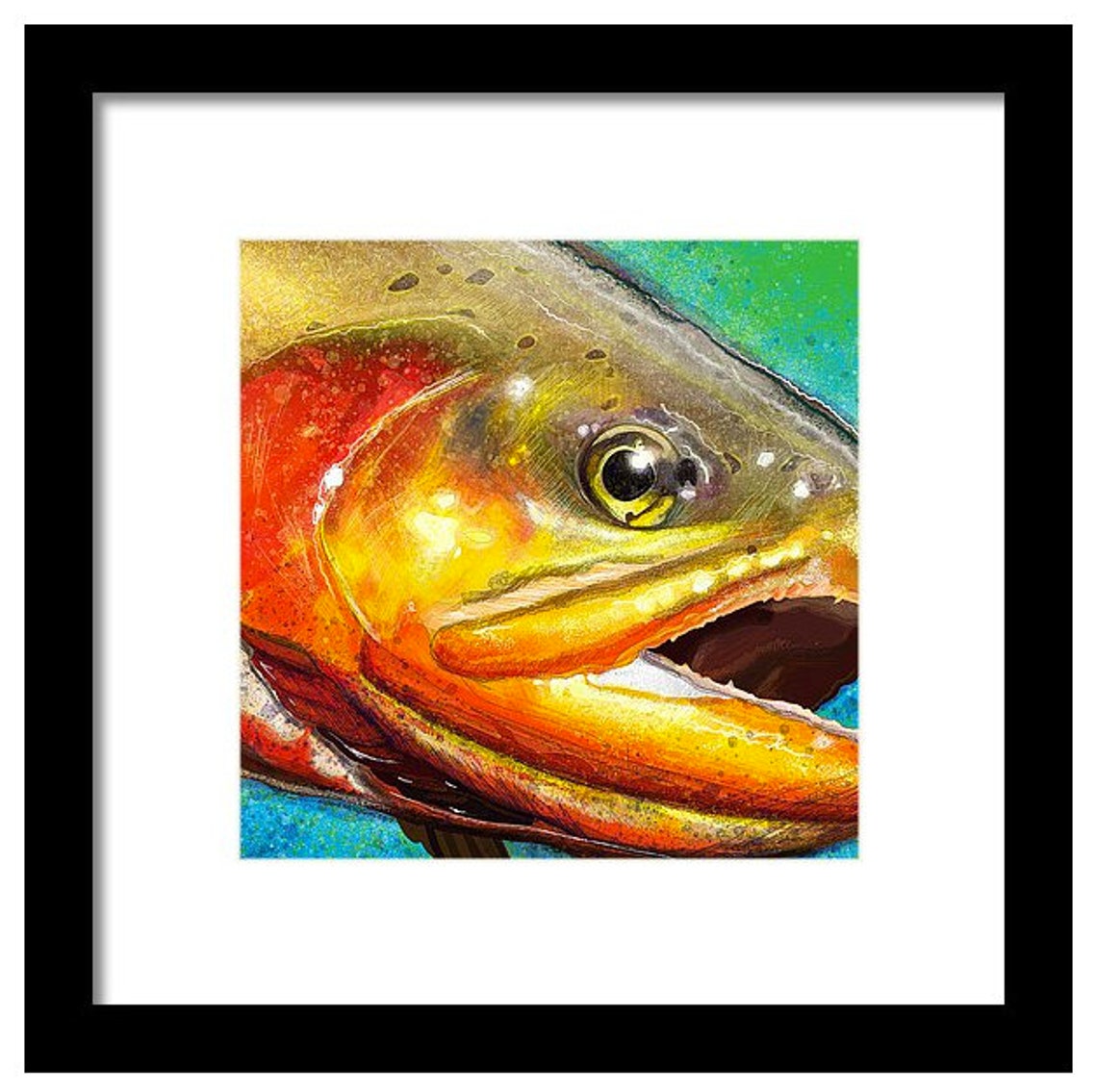 Golden Trout Head Painting Giclee Prints Etsy
