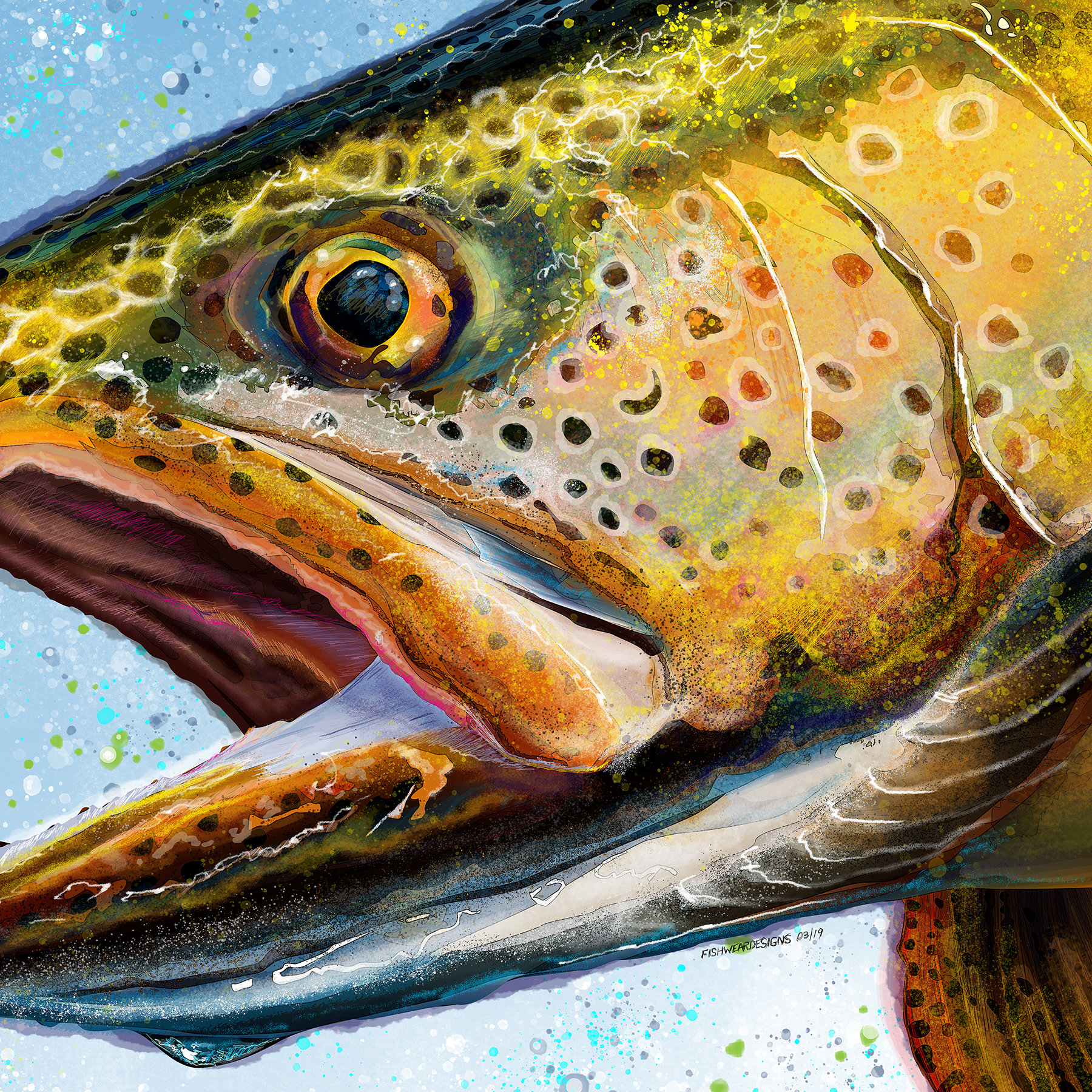 Mountain Streams Brown Trout Head Painting Giclee Prints Etsy