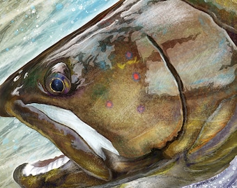 Bull Trout Head Painting Giclee Prints