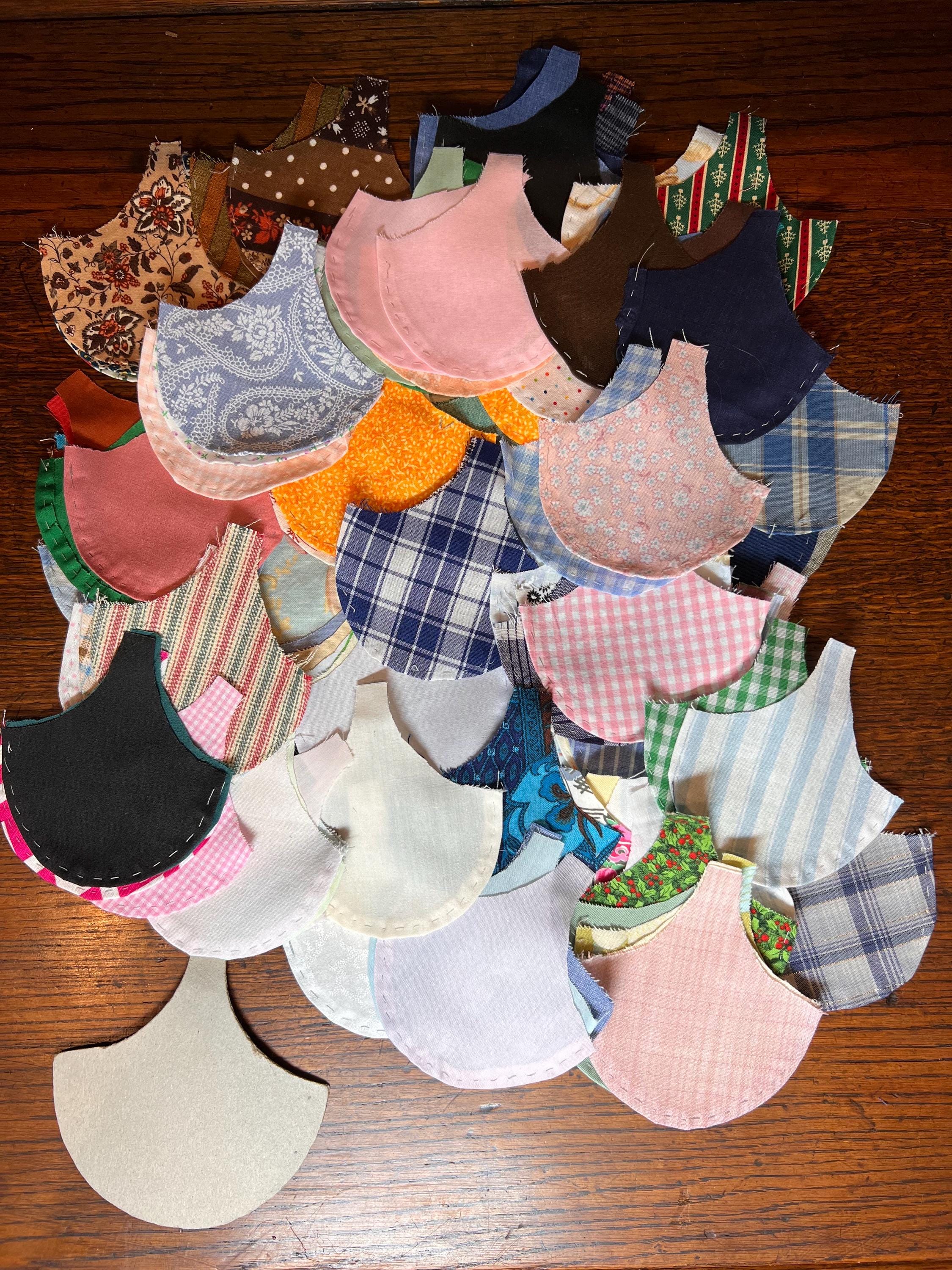 Huge lot of English Paper Patch Clamshell Quilt Pieces, Vintage, Pre-cut and Hand Stitched.
