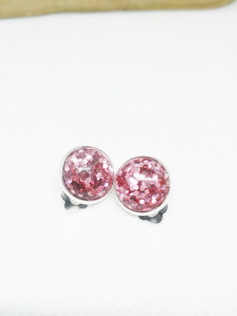 Glittering Clip On Earrings 12 MM Red Jewelry Sparkling Earrings for Girl Iridescent Earrings For Woman Shining Red Jewelry Kids Jewelry