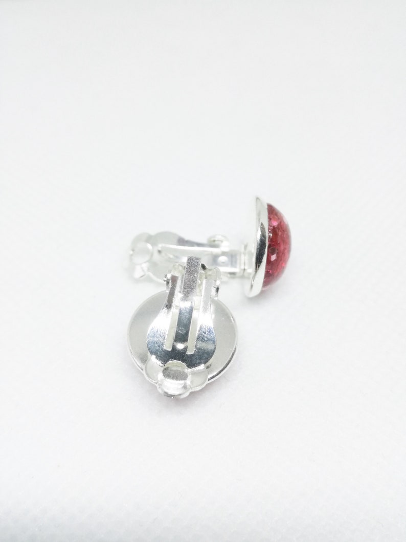 Glittering Clip On Earrings 12 MM Red Jewelry Sparkling Earrings for Girl Iridescent Earrings For Woman Shining Red Jewelry Kids Jewelry