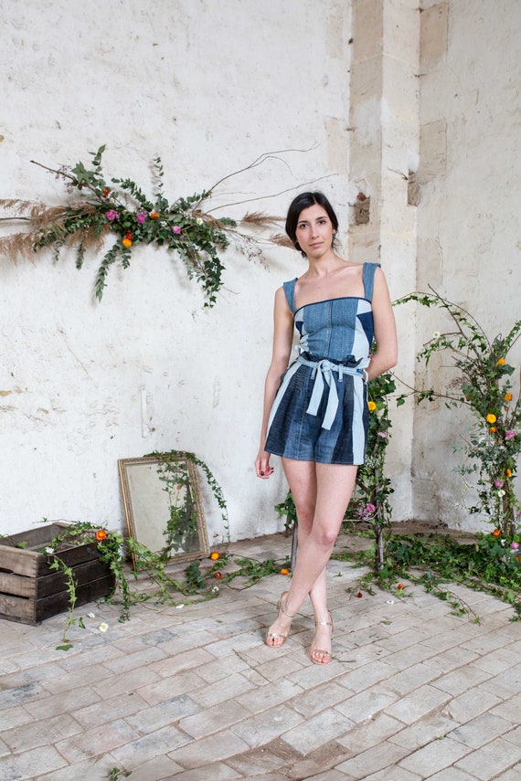 jean shorts with tie belt