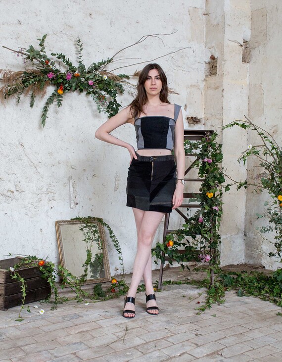 button front denim skirt pattern